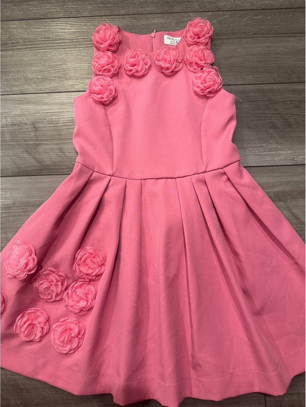 Shop The Mint Girls Pleated Formal Pink Rosette Appliqué Dress